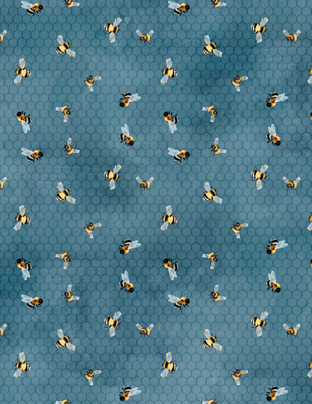 Sunkissed Quilting Fabric Collection - Blue Bees by Wilmington Prints