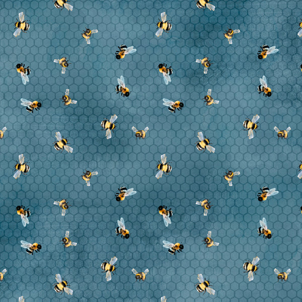 Sunkissed Quilting Fabric Collection - Blue Bees by Wilmington Prints