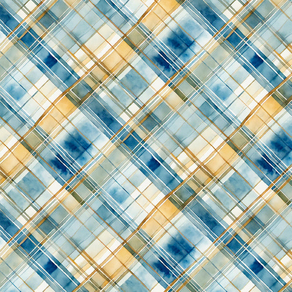 Sunkissed Quilting Fabric Collection - Blue Plaid Texture by Wilmington Prints