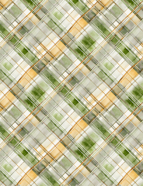 Sunkissed Quilting Fabric Collection - Green Plaid Texture by Wilmington Prints