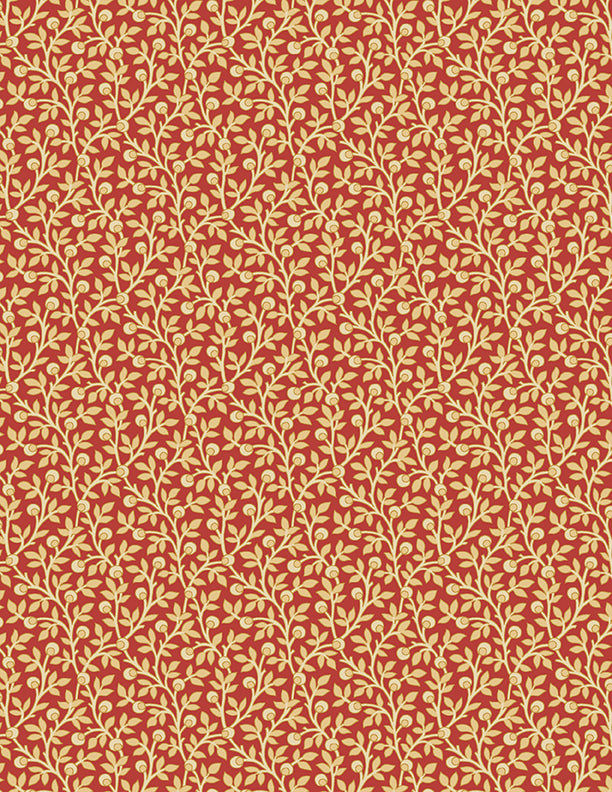 Countryside, Trailing Vines-Red Quilting Fabric