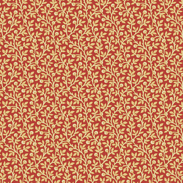 Countryside, Trailing Vines-Red Quilting Fabric