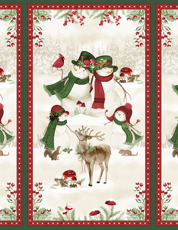 Woodland Snowmen Fabric Collection Snowman Panel