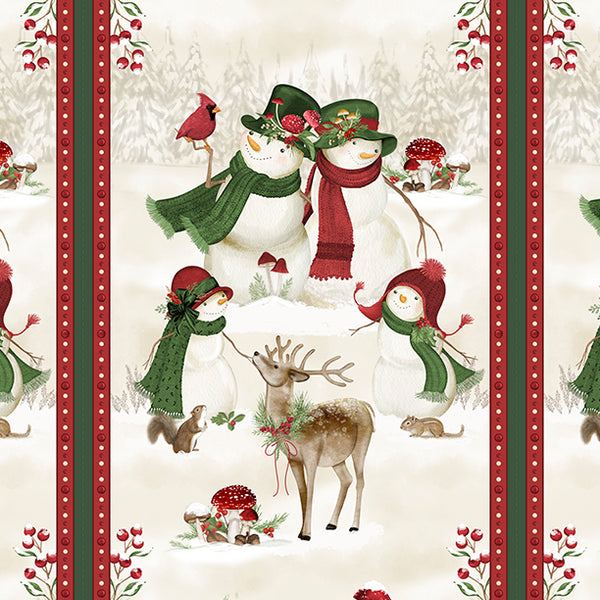 Woodland Snowmen Fabric Collection Snowman Panel