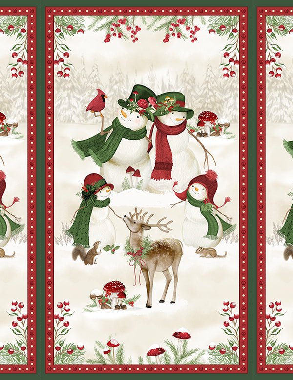 Woodland Snowmen Fabric Collection Snowman Panel