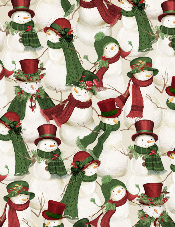 Woodland Snowmen Fabric Collection Packed Snowman Cream