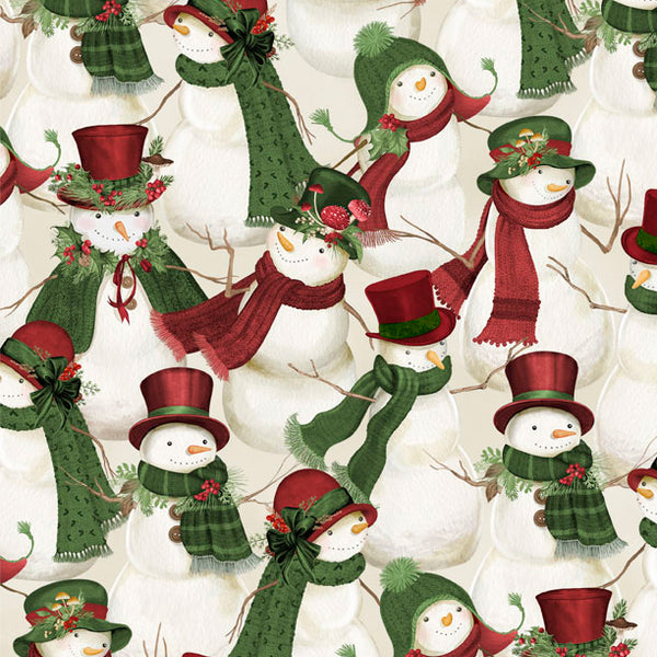 Woodland Snowmen Fabric Collection Packed Snowman Cream