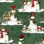 Woodland Snowmen Fabric Collection Scenic Snowman Green