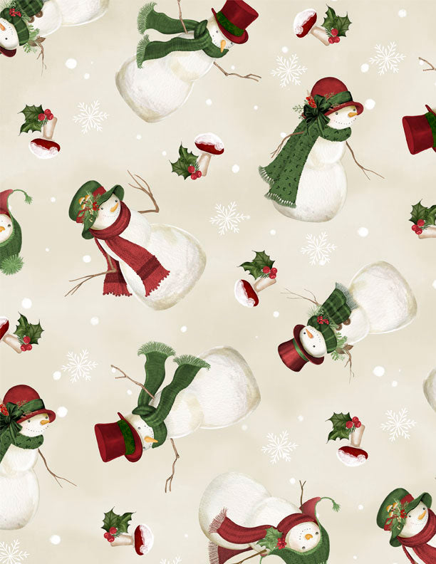 Woodland Snowmen Fabric Collection Tossed Snowman Cream