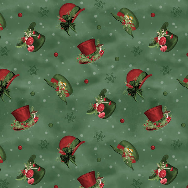 Woodland Snowmen Fabric Collection Hat Toss Green