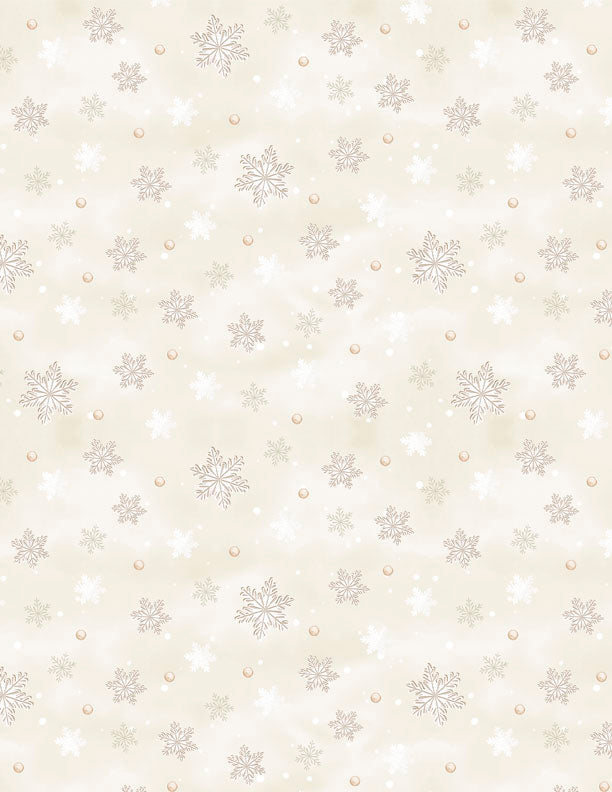 Woodland Snowmen Fabric Collection Snowflakes Cream Fabric by the 1/4 Yard by Wilmington Prints