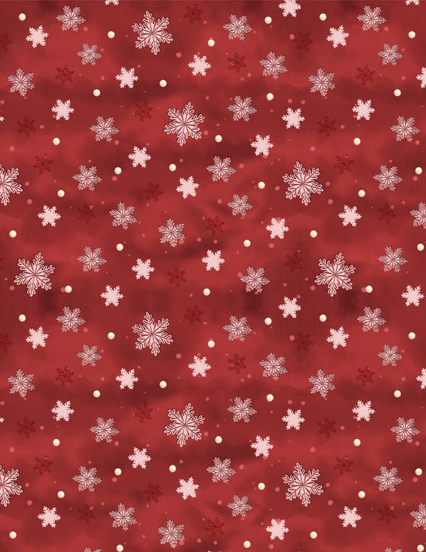 Woodland Snowmen Fabric Collection Snowflakes Red