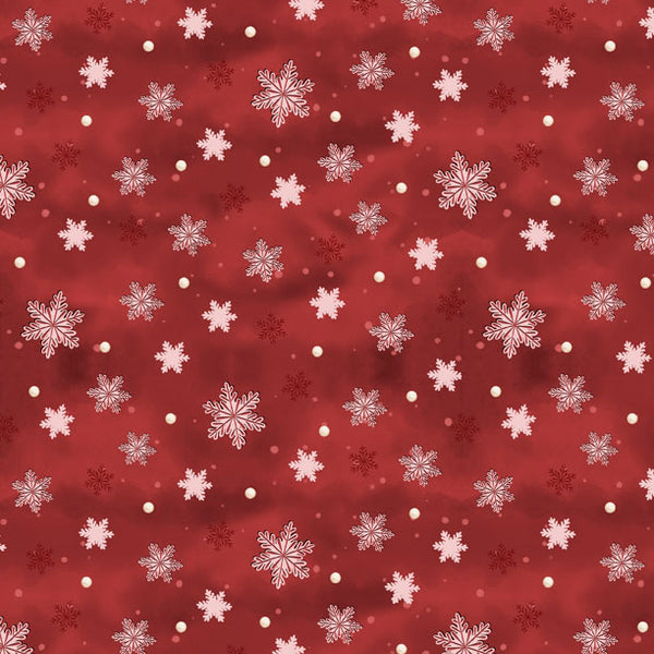Woodland Snowmen Fabric Collection Snowflakes Red