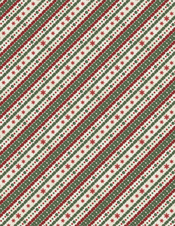 Woodland Snowmen Fabric Collection Ticking Stripe Cream