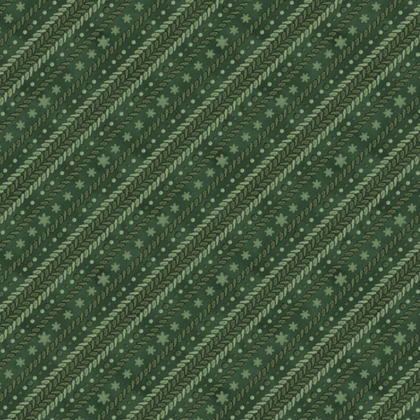Woodland Snowmen Fabric Collection Ticking Stripe Green