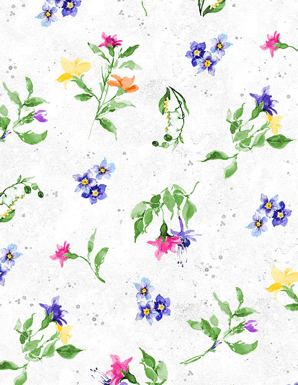 "Floral Flutter Tossed Floral" Fabric by the 1/4 Yard by Wilmington Prints