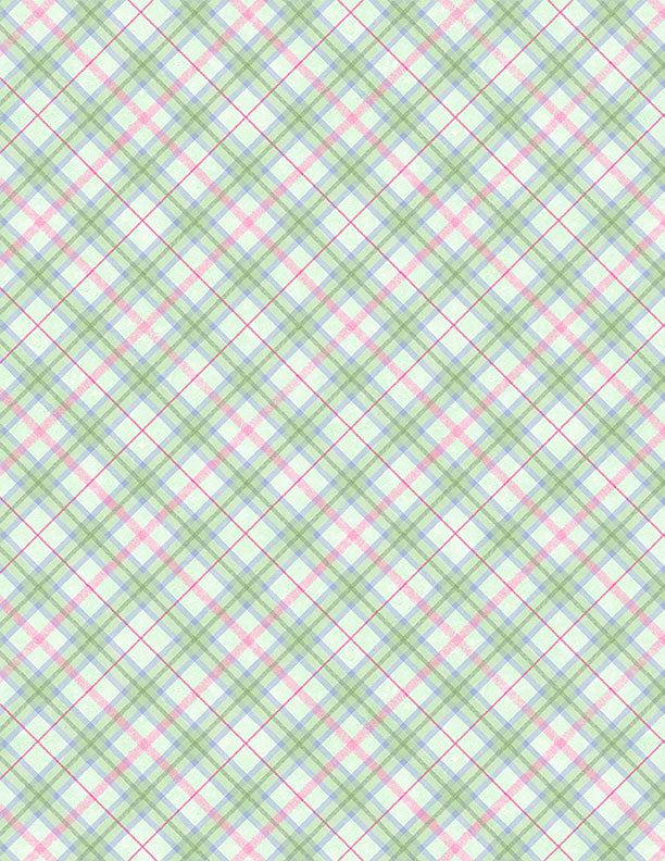 "Floral Flutter Plaid Green" Fabric by the 1/4 Yard by Wilmington Prints