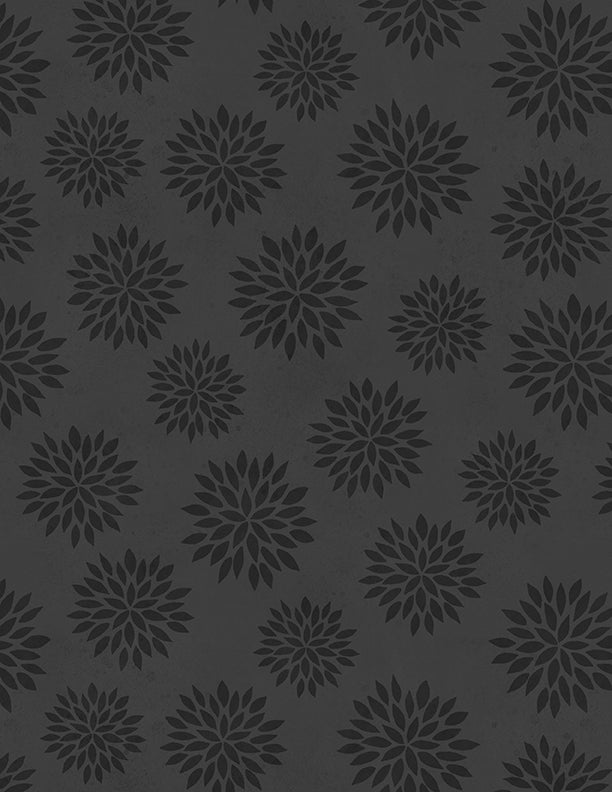 Sunflower Splendor, Tonal Flowers-Black Quilting Fabric