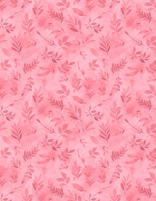 Wilmington Prints Peony Blossoms “Tossed Leaves” Pink Quilting Fabric by the 1/4 Yard