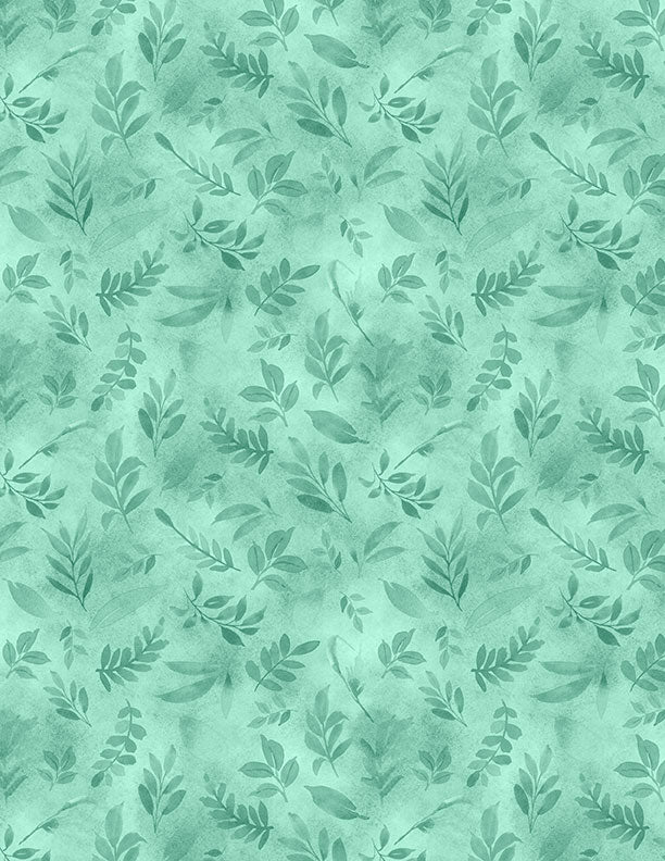 Wilmington Prints Peony Blossoms “Tossed Leaves” Teal Quilting Fabric by the 1/4 Yard