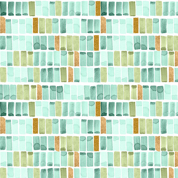 Wilmington Prints Peony Blossoms “Painted Tiles” Green Quilting Fabric