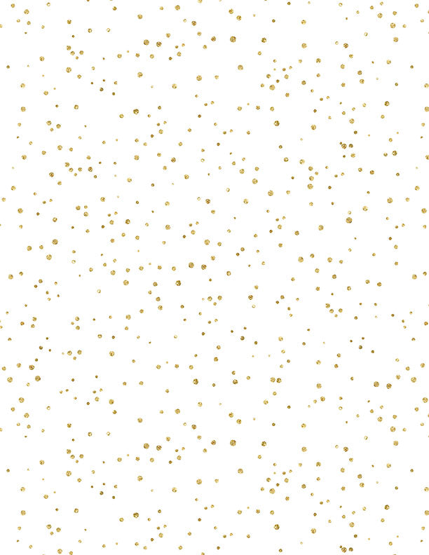 Wilmington Prints Peony Blossoms “Glitter Dots” White Quilting Fabric – Gold Dot Blender by the 1/4 Yard