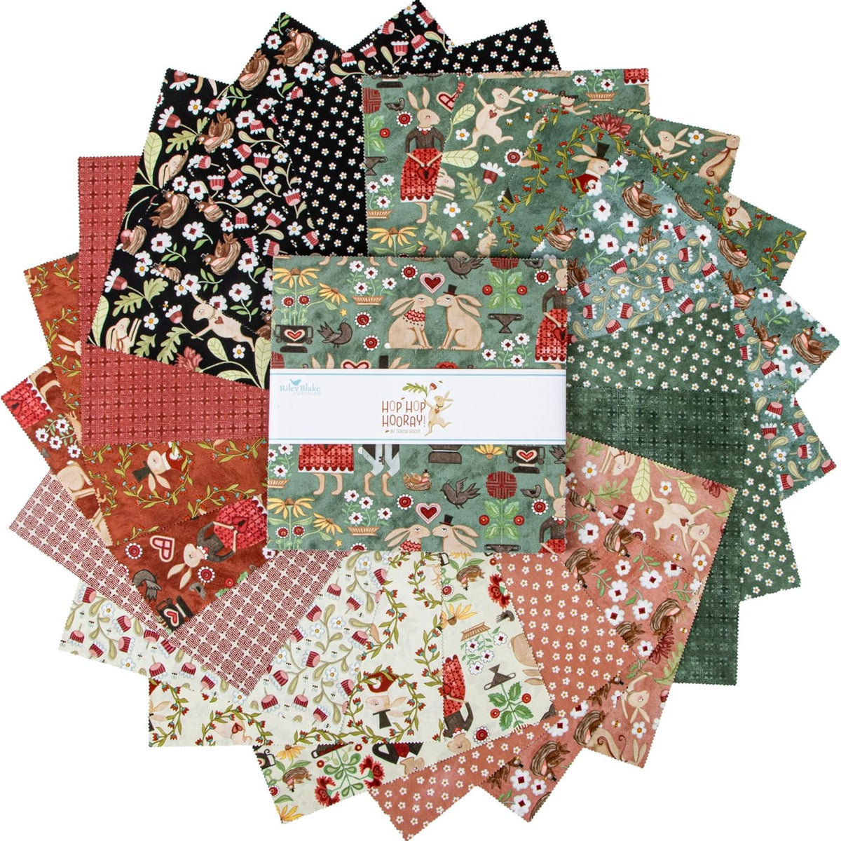 Hop Hop Hooray, 10" Charm Pack Quilting Fabric