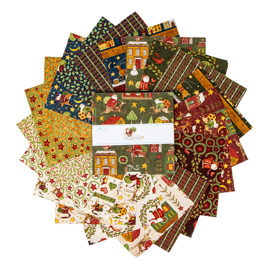 Up On The Housetop 10" Charm Pack Quilting Fabric Precut