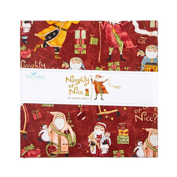 Naughty or Nice Fabric Collection-10" Layer Cake by Riley Blake Designs