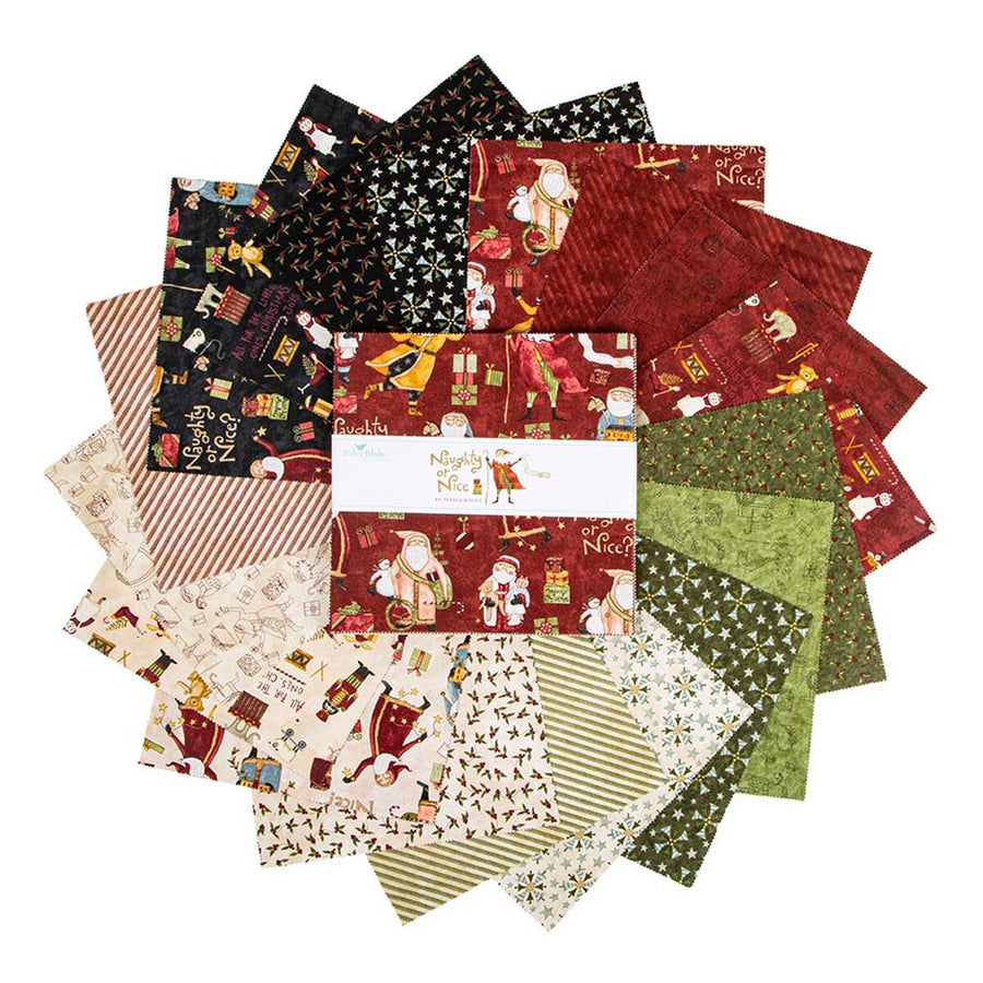 Naughty or Nice Fabric Collection-10" Layer Cake by Riley Blake Designs fabric precut