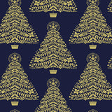 Holiday Sparkle, Festive Trees-Navy Quilting Fabric