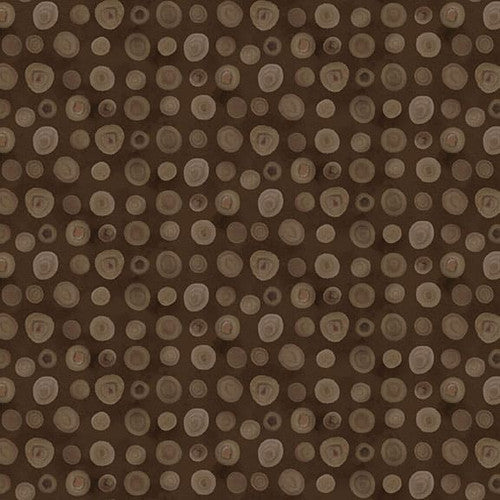 Moonlit Stroll, Abstract Dots-Brown Quilting Fabric