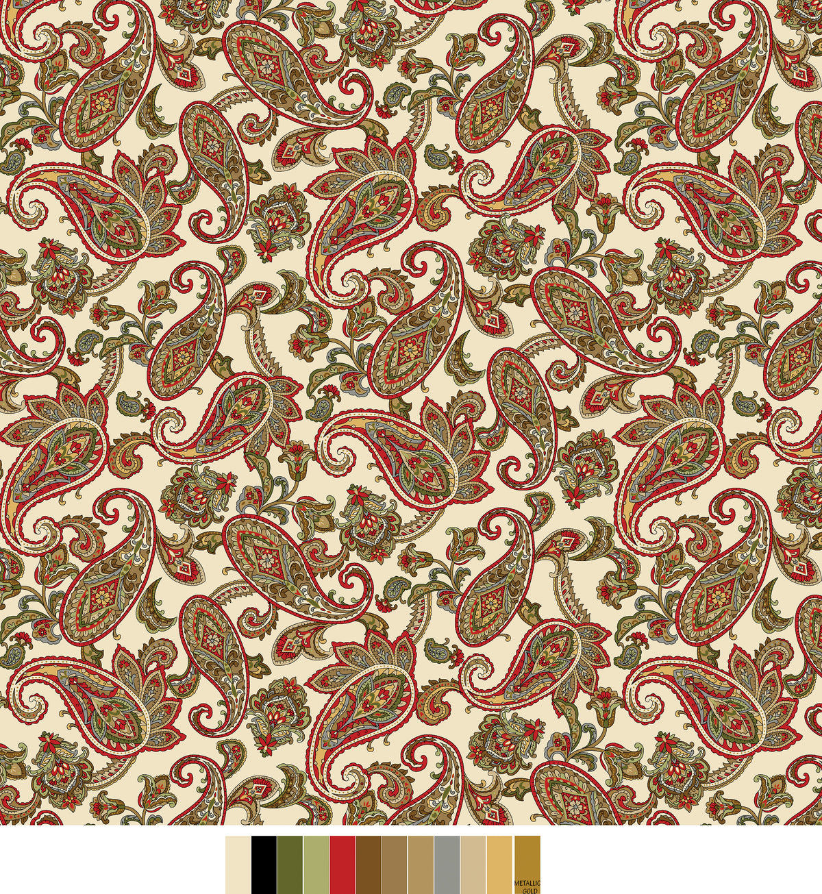 Samsara, Paisley-Cream Quilting Fabric