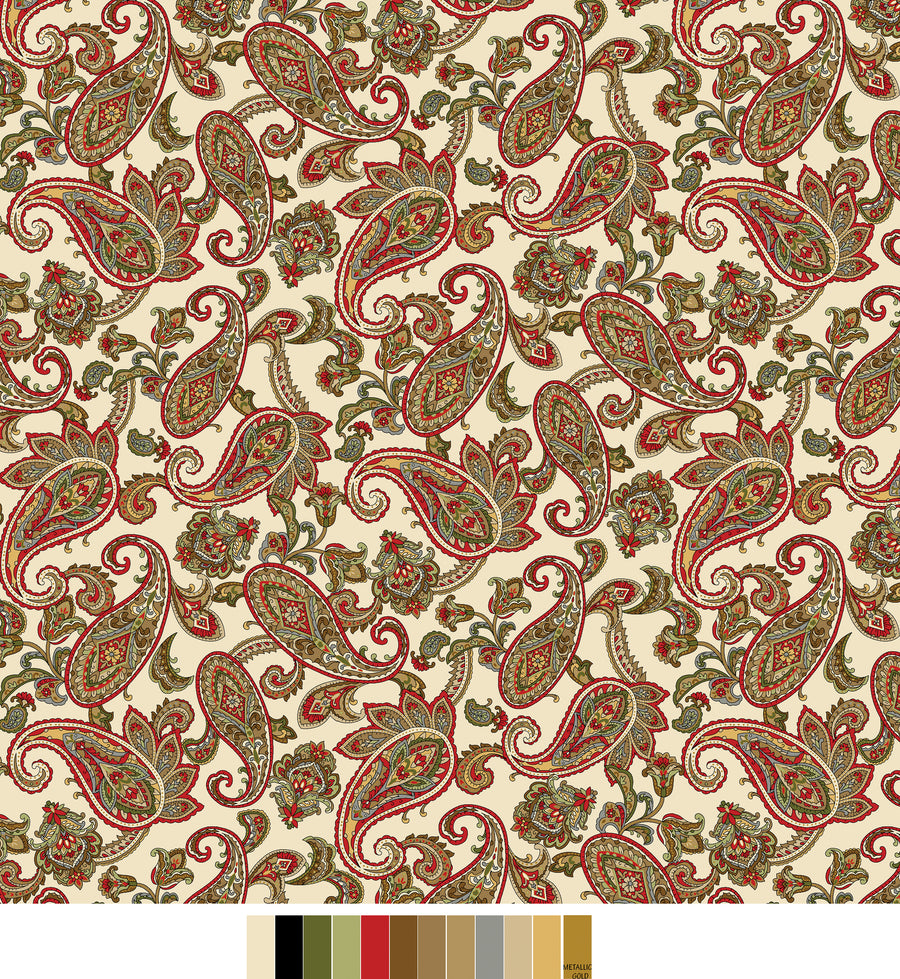 Samsara, Paisley-Cream Quilting Fabric