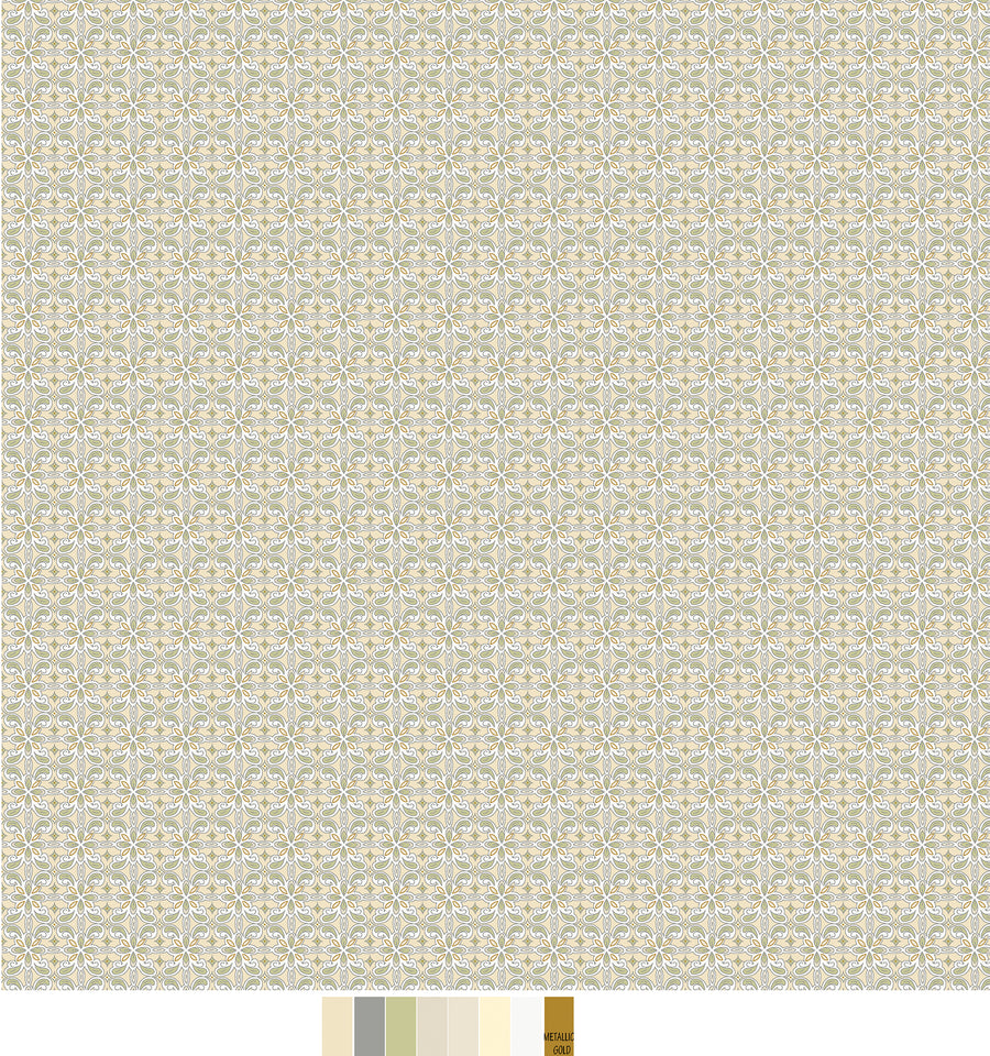 Samsara, Tile-Grey/Tan Quilting Fabric