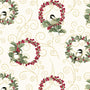 A Festive Medley, Chickadee Wreaths Cream Quilting Fabric