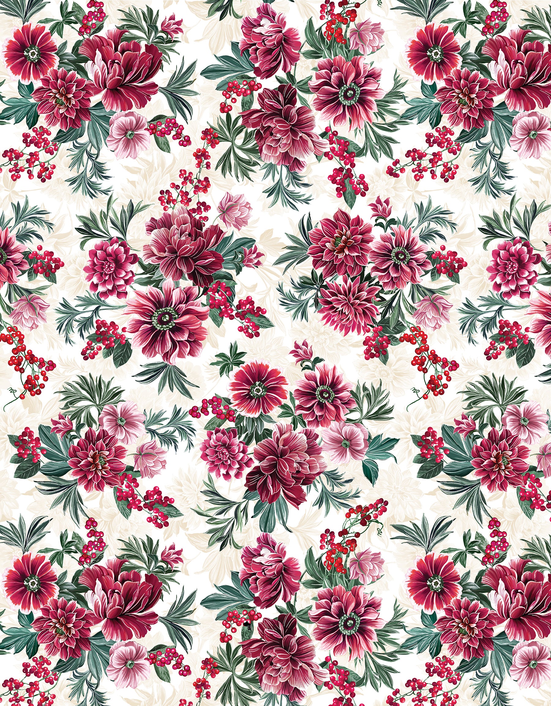 Winterberry Floral Fabric Collection by Benartex