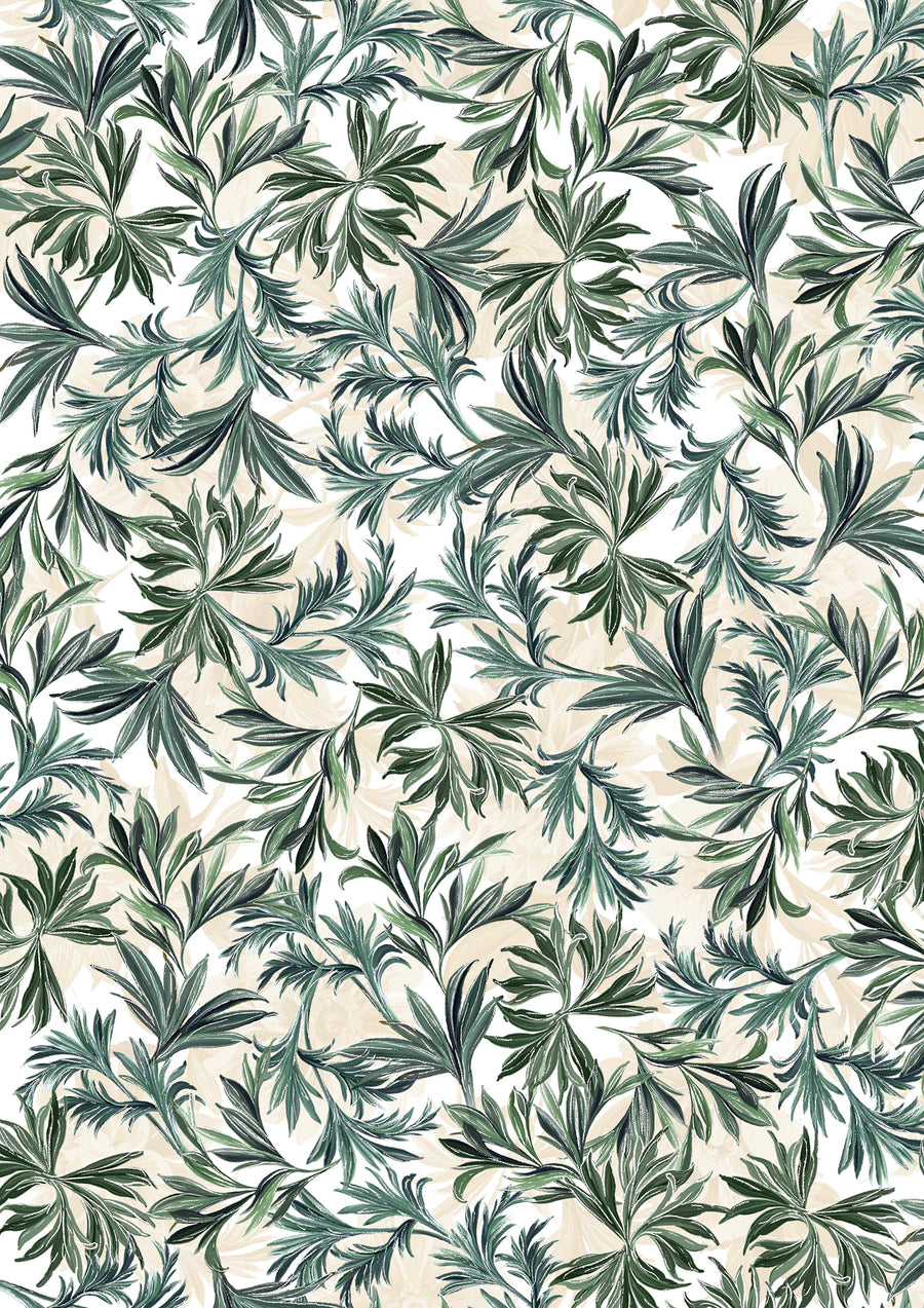 Winterberry Floral, Winter Leaves-Cream Quilting Fabric