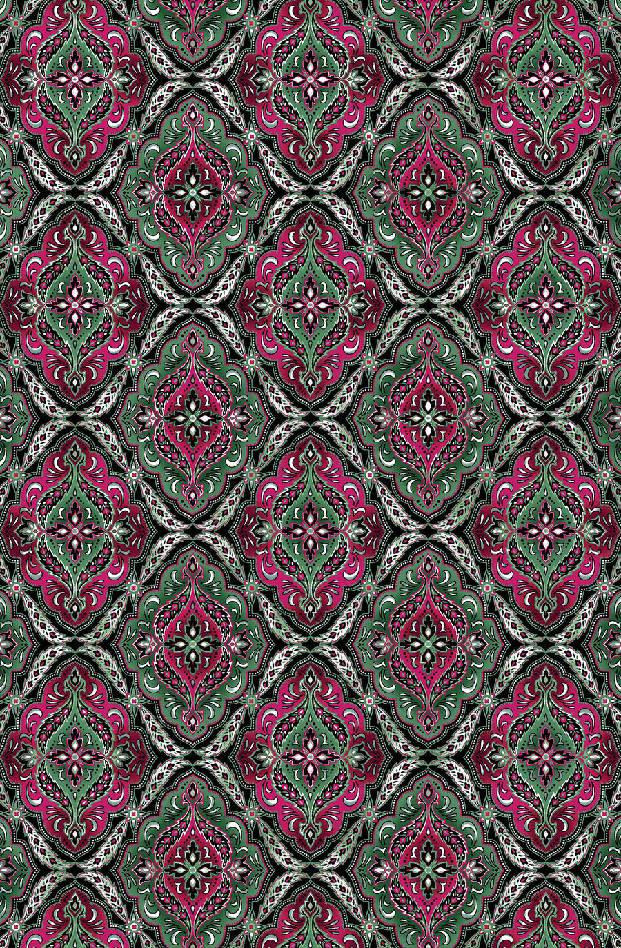 Winterberry Floral, Winterberry Medallion-Multi-Black Quilting Fabric