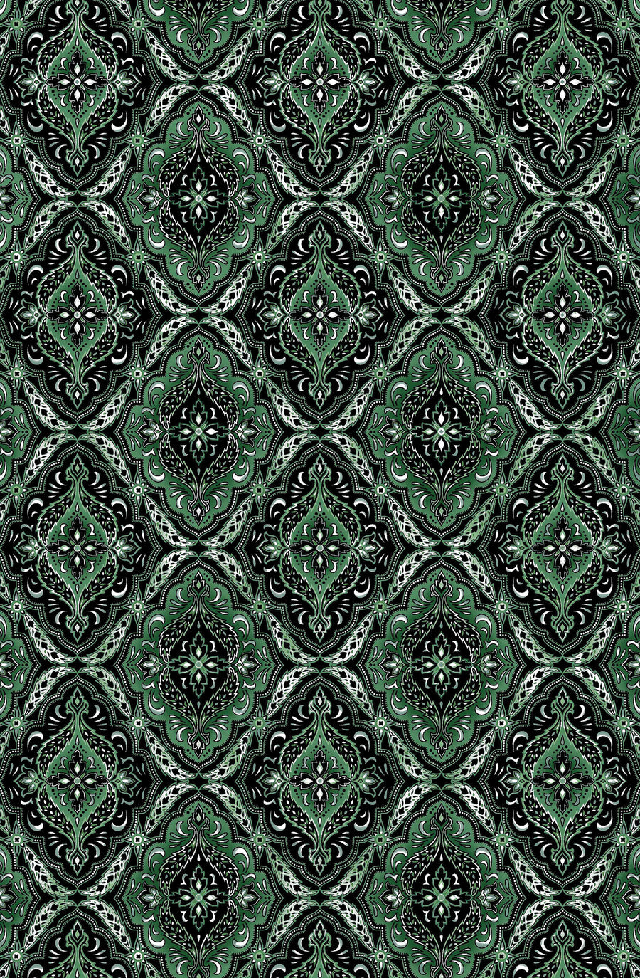 Winterberry Floral, Winterberry Medallion-Dark Green Quilting Fabric by the 1/4 Yard by Benartex
