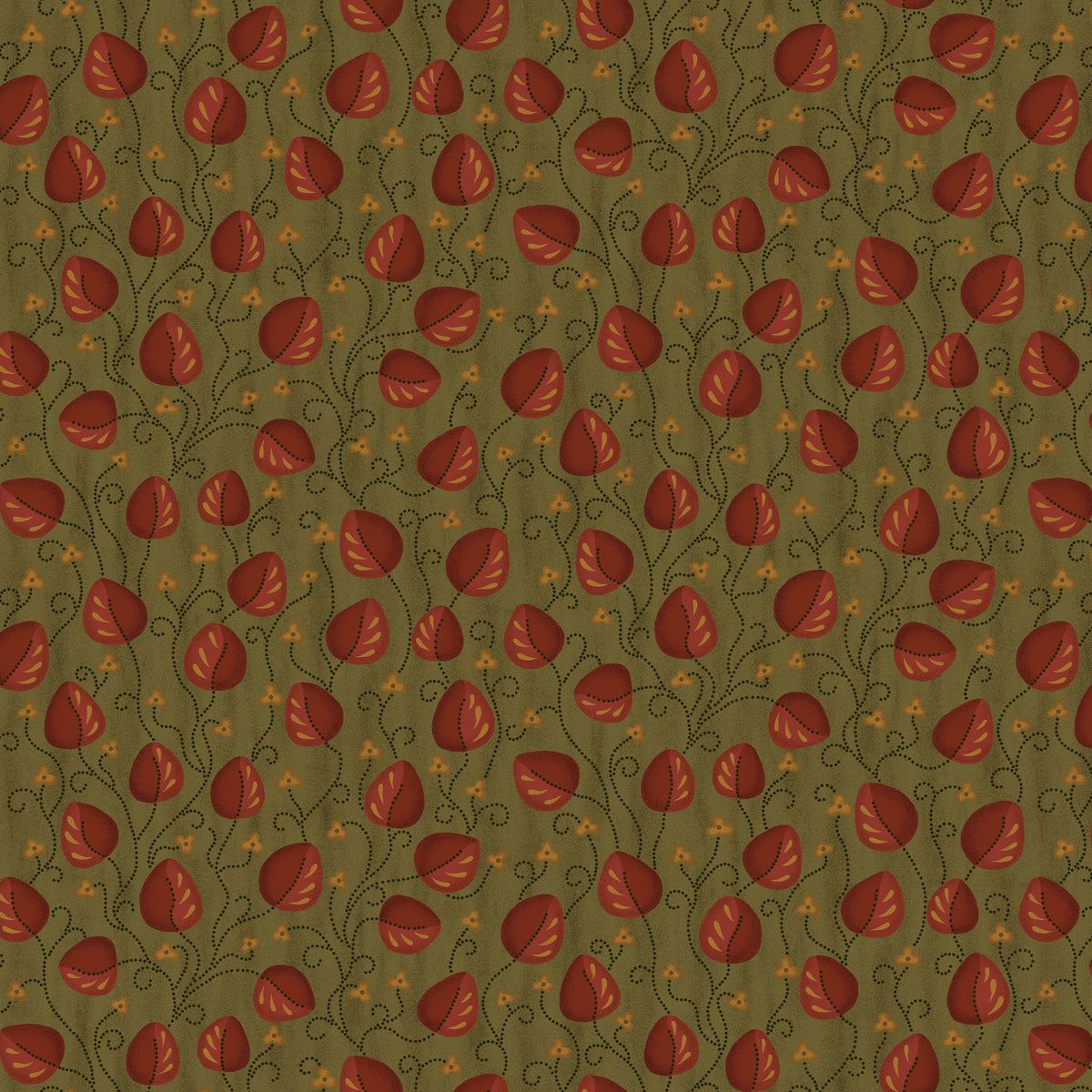 Wit & Wisdom, Meandering Leaves-Green Quilting Fabric