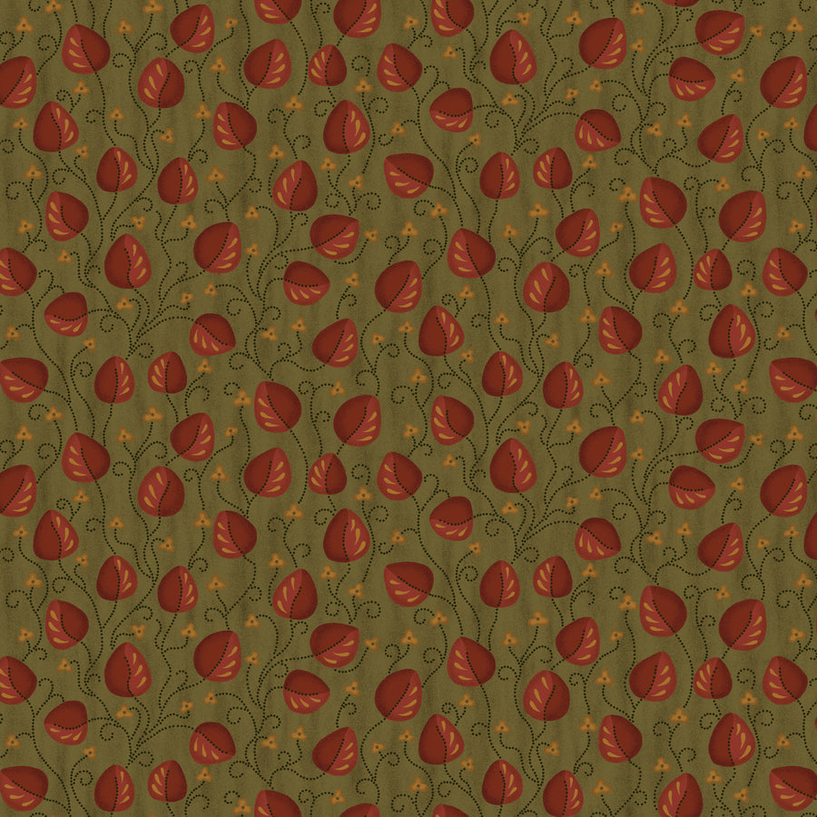 Wit & Wisdom, Meandering Leaves-Green Quilting Fabric
