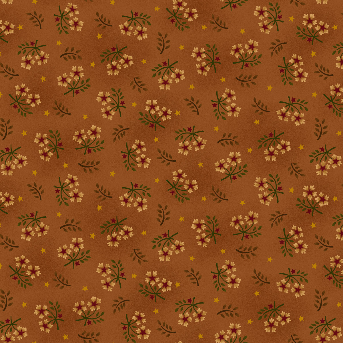 Wit & Wisdom, Floral Sprays-Orange Quilting Fabric