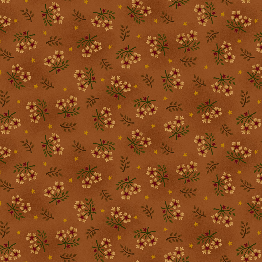Wit & Wisdom, Floral Sprays-Orange Quilting Fabric