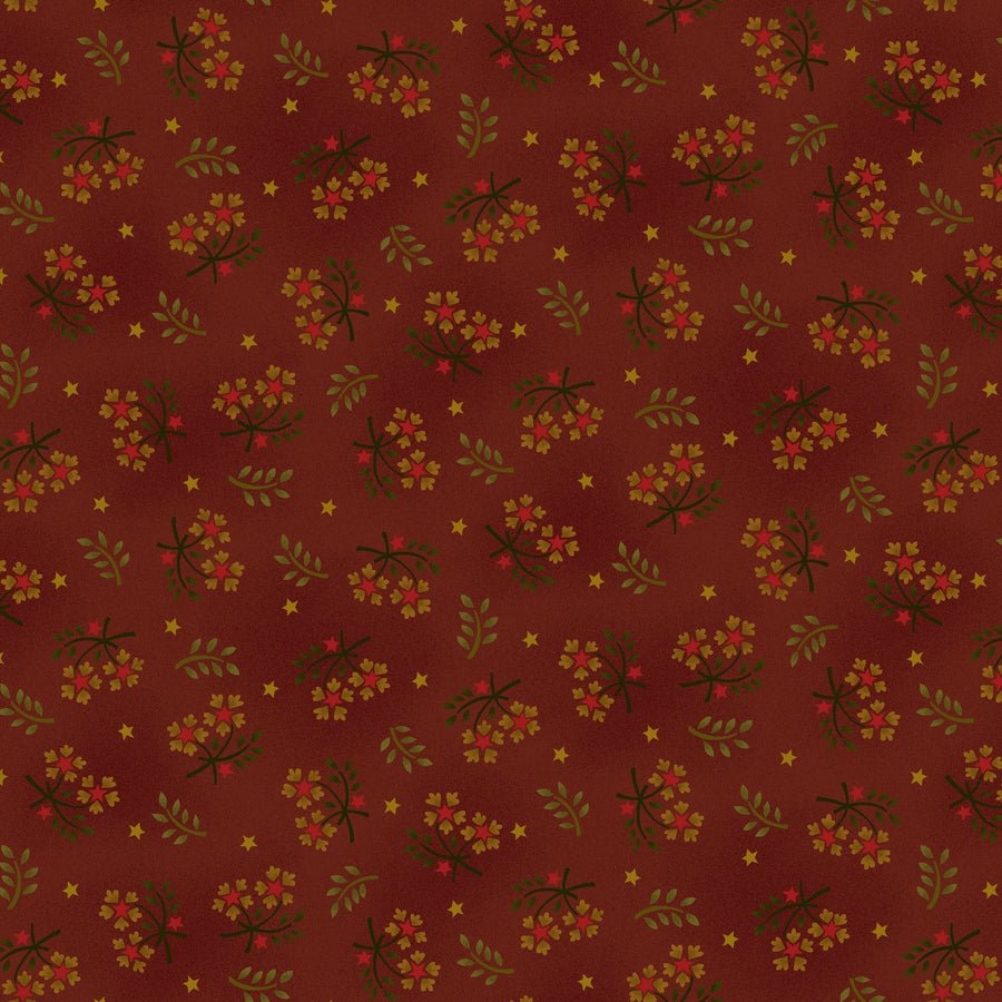 Wit & Wisdom, Floral Sprays-Red Quilting Fabric