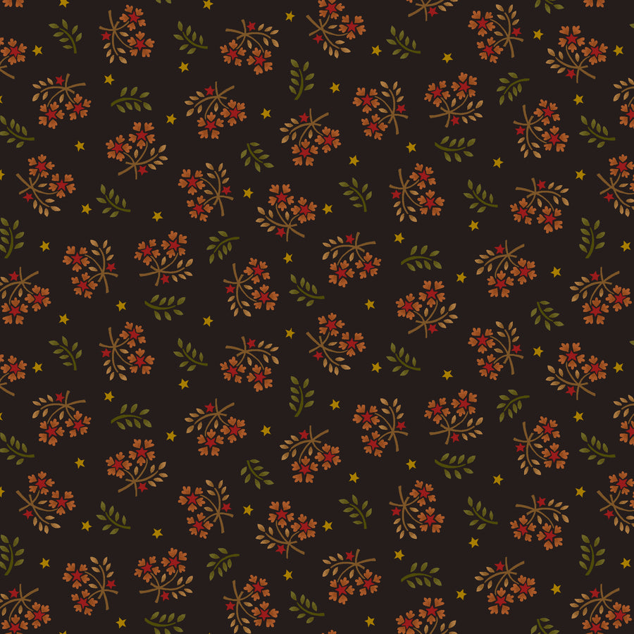 Wit & Wisdom, Floral Sprays-Black Quilting Fabric