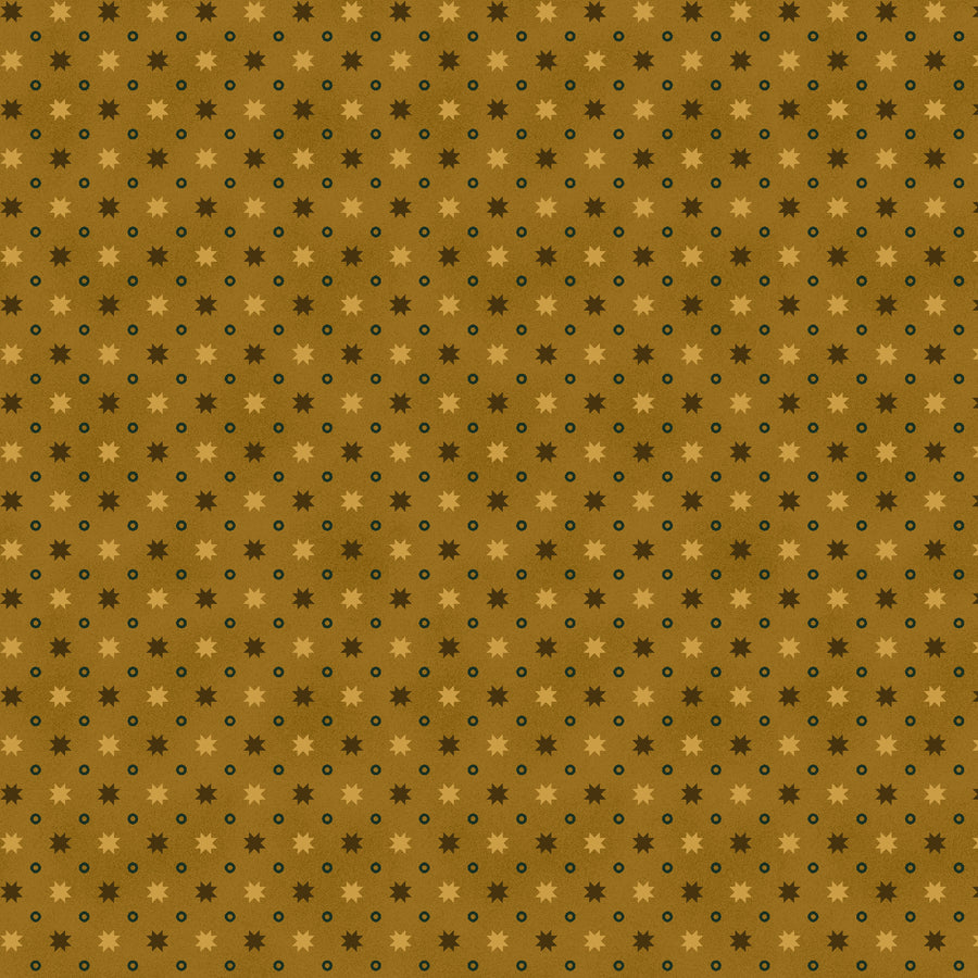 Wit & Wisdom, Stars & Rings-Gold Quilting Fabric