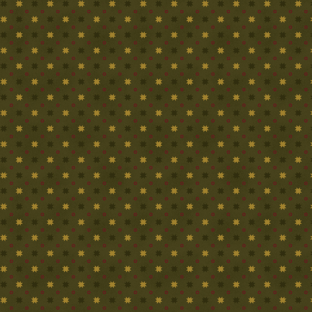 Wit & Wisdom, Stars & Rings-Green Quilting Fabric