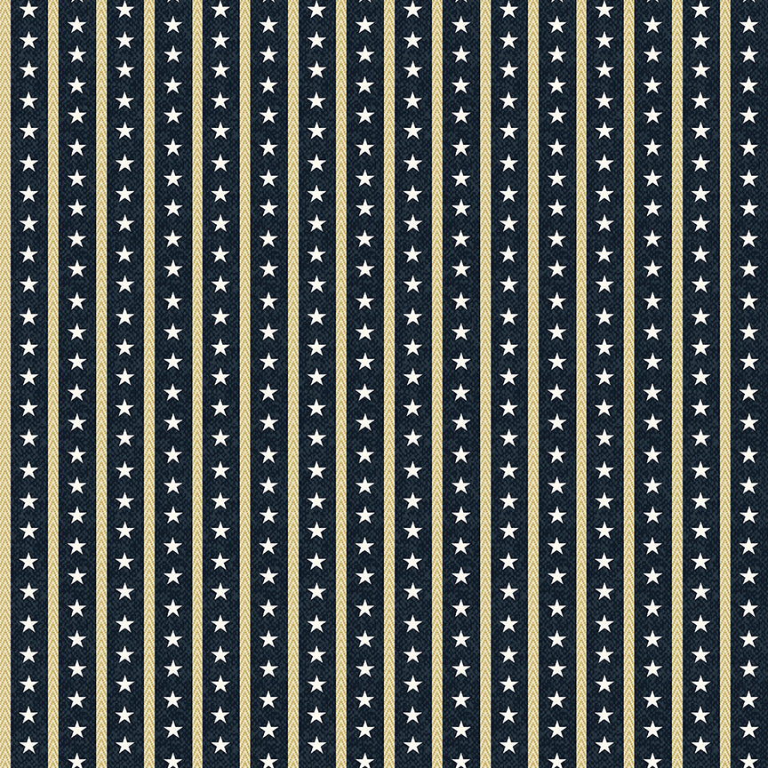 American Spirit Fabric Collection- Star Stripe Navy Fabric by the 1/4 Yard by Benartex