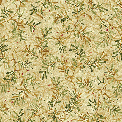 Star of Wonder - Star of Light, Pine Boughs-Ecru Quilting Fabric